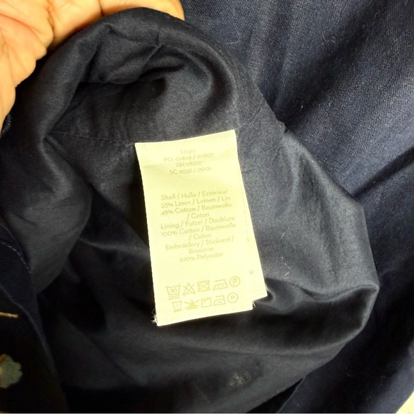 Boden Brooke Embroidered Floral A-Line Linen Cotton Blend Skirt In Blue US Sz 12 - Picture 5 of 8